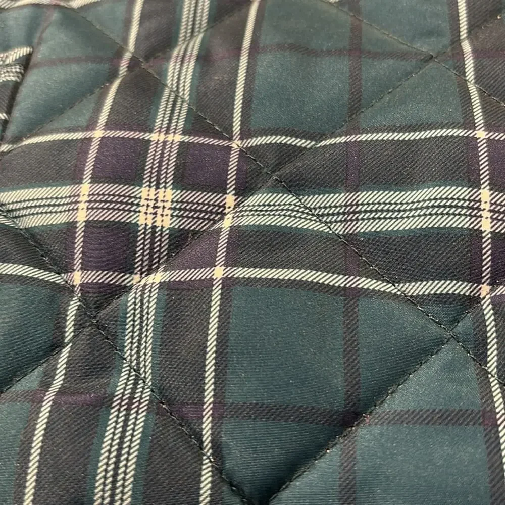 St. John’s Bark L watch plaid look blue green lined warm 24-30” chest nwt